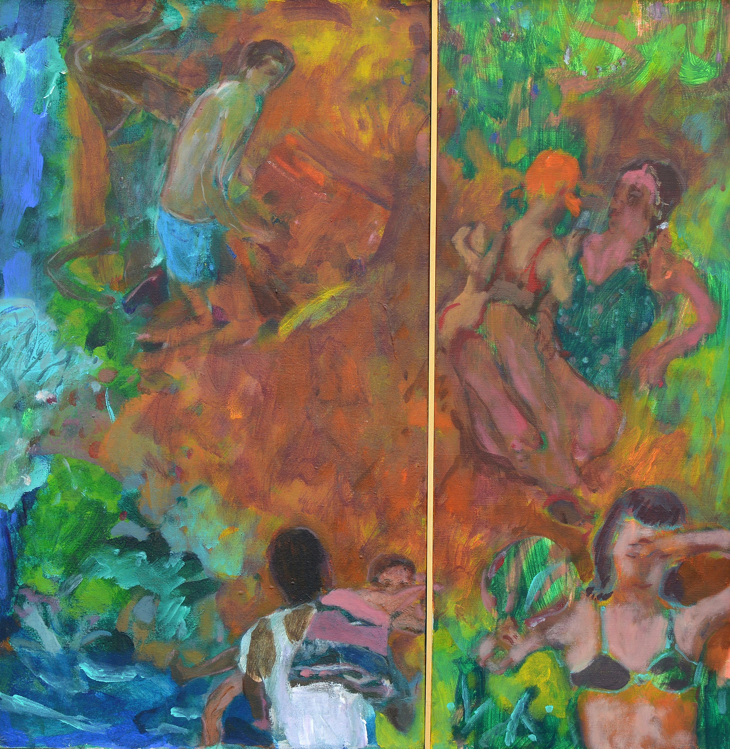 Diptik-Diptych, Tuval üzerine yağlıboya- Oil on canvas, 65x26cm- 65x37 cm